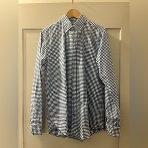 Brand New blue & white gingham/checkerd button down shirt.